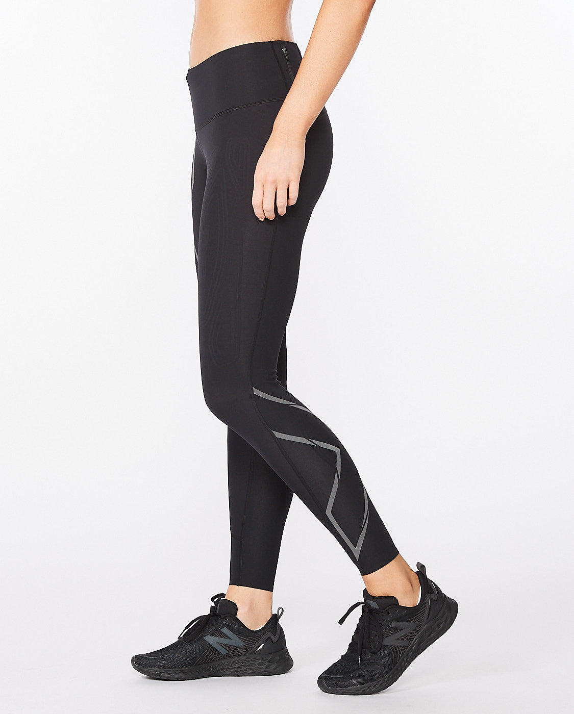 2XU Form Printed Mid Rise Womens Long Compression Tights - Black
