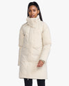 Commute Insulation Longline Jacket - Linen/White