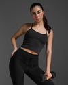 Flex Crop Tank - Black/Black